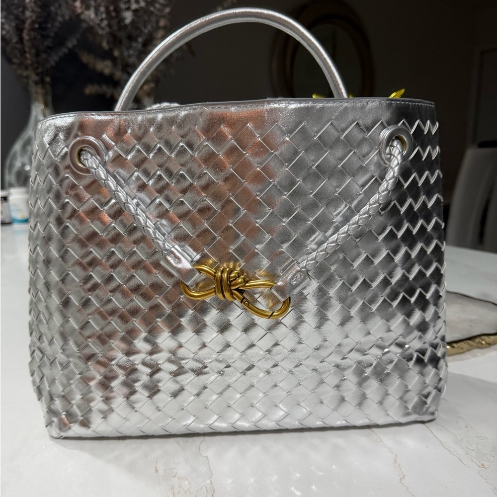 Silver Woven Handbag
